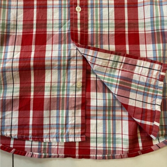 BURBERRY BRIT button down short sleeve red plaid shirt size medium - Picture 2 of 11